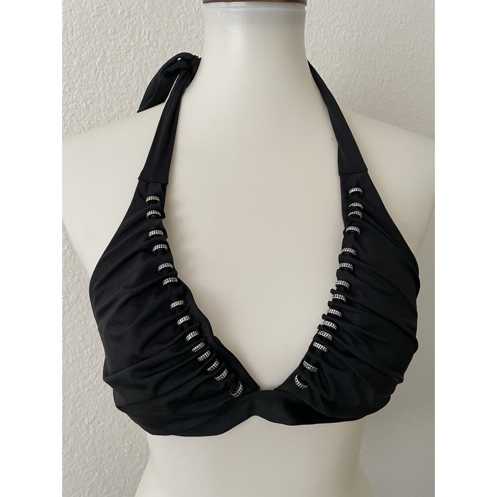 Becca Swim Bikini Top Halter Ruched Swimwear